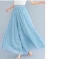 thumbnail image 4 of ZZwxWA Pants Women Fashion Wide Leg Pleated Elastic Comfy Cotton Linen Summer Vacation Cute Relaxed Fit Solid Loose Fit Long High Waist Trousers Light Blue Free Size, 4 of 7