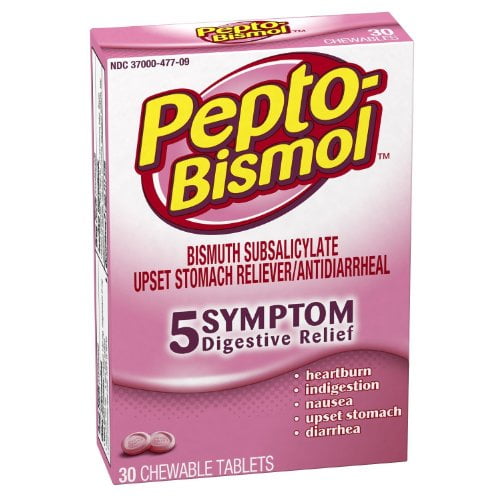 Pepto-Bismol Original Chewable Tablets Box, 30 ct