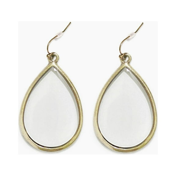 sanctuaire Dainty Stained Glass Tear Drop Earrings Antique Gold
