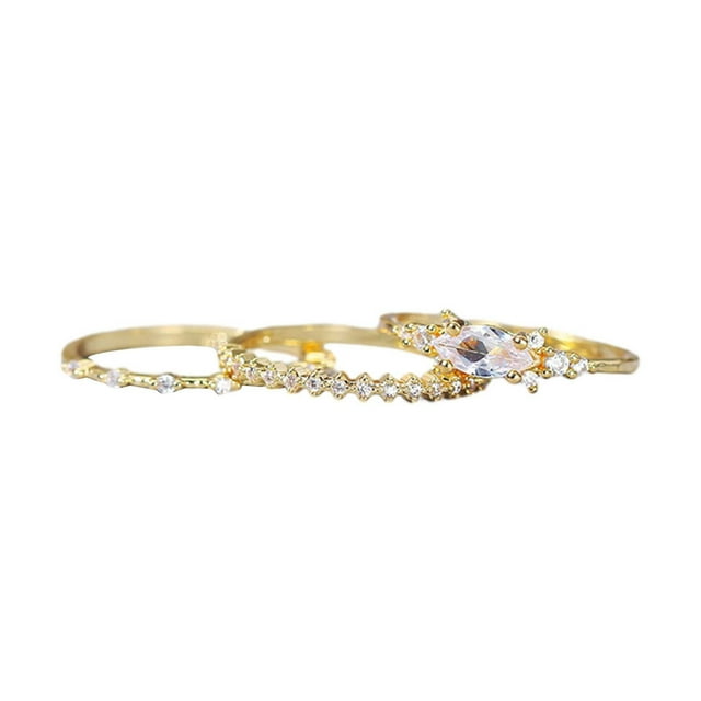 Stackable Gold Rings For Women Set Gold Plated Cubic Zirconia Fashion Jewelry Non Tarnish Elegant Stacking Band Rings