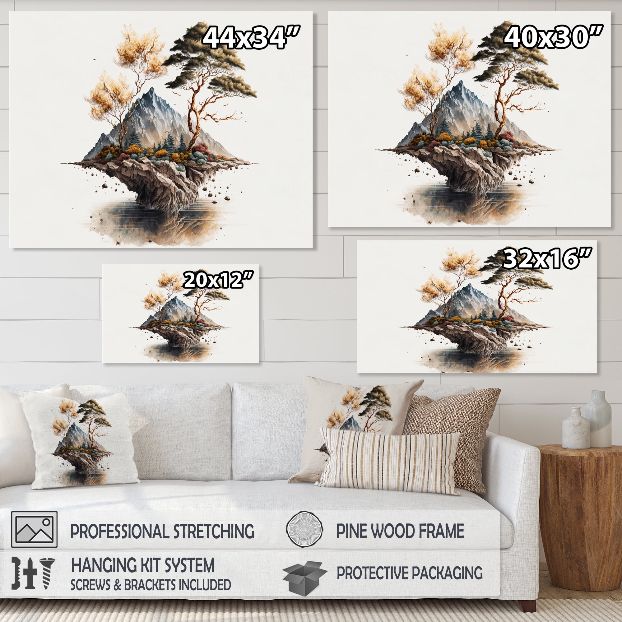 Designart Bonsai Tree On A Rock III Canvas Wall Art