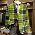 thumbnail image 4 of Zimjoy Plaid Blazer for Men Casual Slim Fit Corduroy Suit Jacket Vintage One Button Checkered Blazer Work Office Business Blazers Jackets Dinner Party Sport Coats, Yellow 3XL, 4 of 5