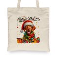thumbnail image 2 of Merry Christmas Santa Vizsla Scarf Twinkling Lights Xmas Holiday Canvas Tote Bag Vizslas Dog Lover Gifts Idea Reusable Shopping Grocery Bag - 00022, 2 of 5