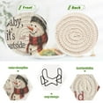 thumbnail image 5 of BZSMCE 6Pcs Drink Coasters With Holder 3.94Inch Adorable Snowman Playing in Forest Creative Coil Coaster Coasters Colors Absorbent Coasters for Drinks Coasters Set Thicken Heat for Home Table, 5 of 7
