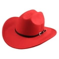thumbnail image 1 of GUOOL Chapeau de Cowboy Western pour Hommes et Femmes, à Grand Bord, Idéal pour Carnavals, Festivals et Performances. Rouge, 1 of 9