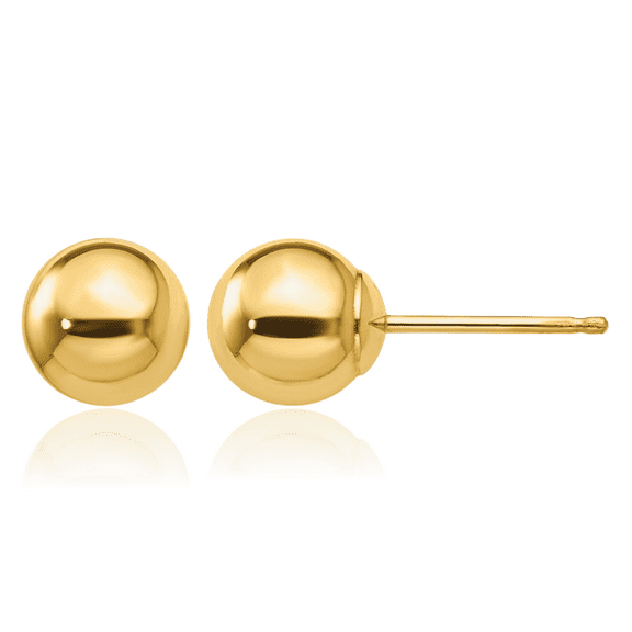 10K Solid Yellow Gold 6mm Ball Stud Earrings