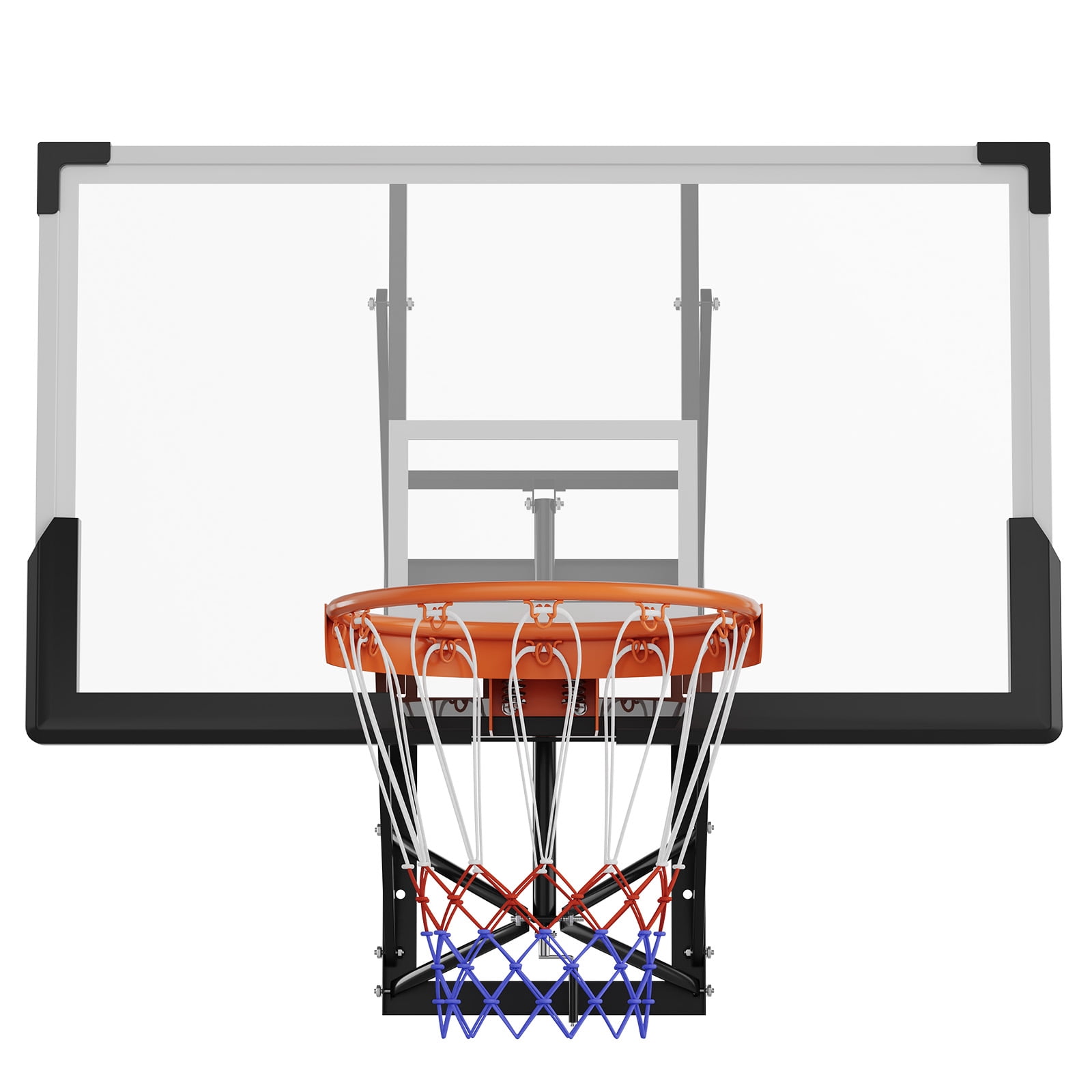 Towallmark 54" Wall-Mounted Basketball Hoop, Adjustable 8–10 ft Height, Shatterproof PC Backboard, 18" Solid Rim, Indoor/Outdoor Basketball Goal for Home, Garage, Gym & Backyard