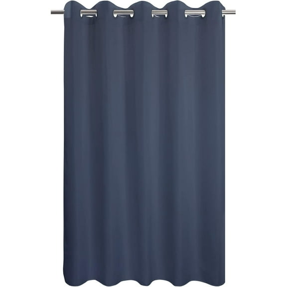 No Hook Navy Blue Shower Curtain Soft Microfiber & Waterproof - Fabric Shower Curtain or Liner Washable, Hotel Cloth Shower Curtain, Navy Blue, 71x74