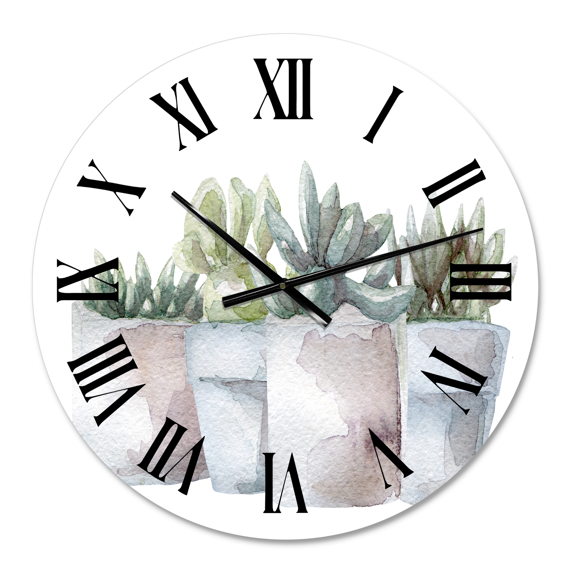 Designart 'Cactus And Succulent House Plants Iii' Farmhouse Wall Clock