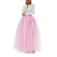 thumbnail image 4 of Seyurigaoka Women's Long Tulle Pleated Skirt Fluffy A-Line Mesh Maxi Skirts Princess Tulle Skirt Solid Color Adjust Tie Up Waist Bubble Long Skirt, 4 of 9