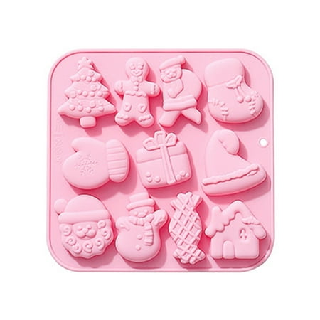 

BOOMTB 11 Cavity Christmas Themed Mold Silicone Cake Mould for Chocolate Mousse Ice Cream Cheese Puddings Dessert Decorations