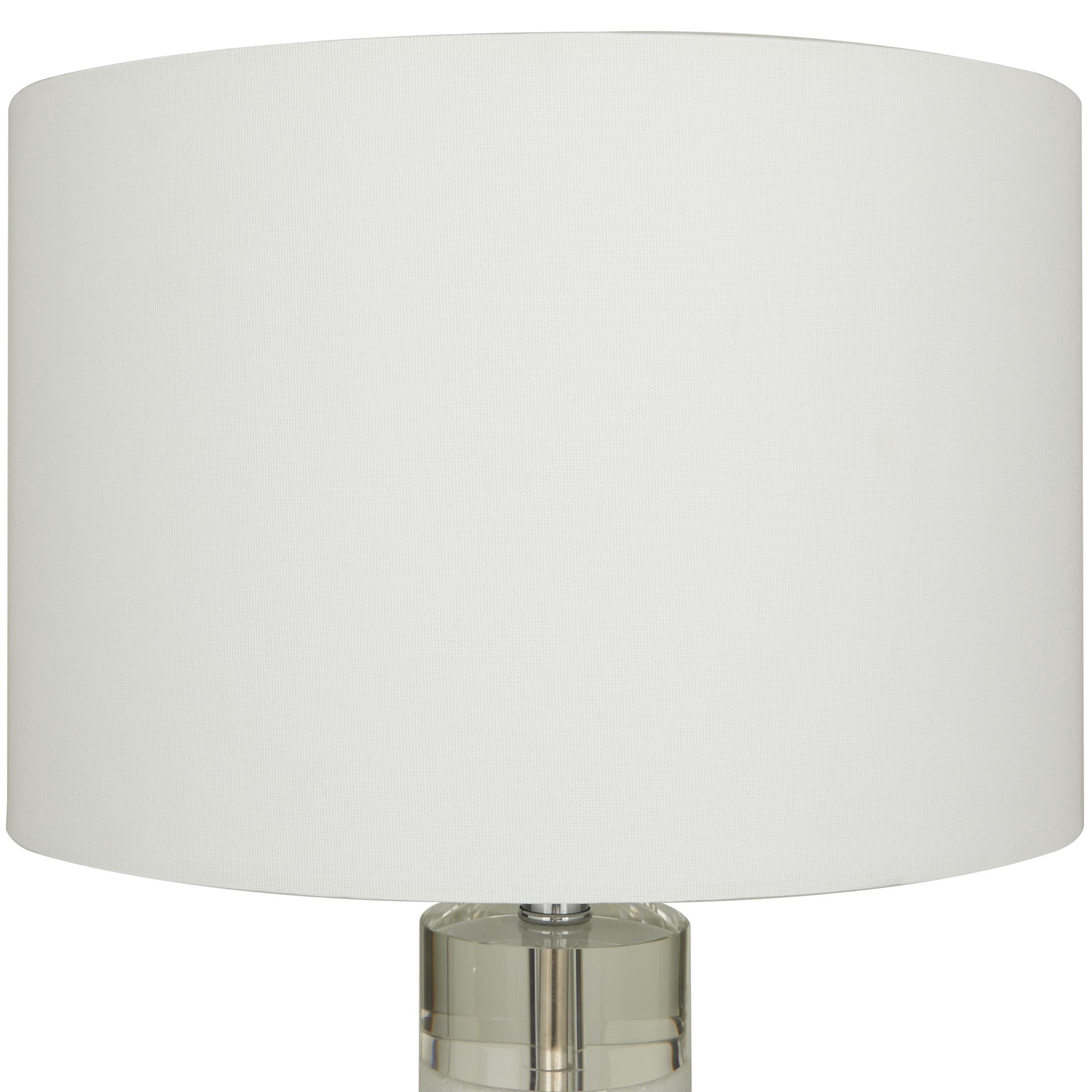 DecMode 29" Slender Stand White Table Lamp with White Cotton Shade