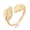 Gold, variant on Gold-Tone Stainless Steel Leaf Fashion Womens Polished Open Ring Gold Adjustable R215