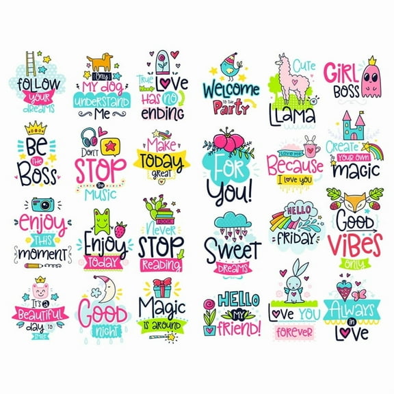 Kids Funny Text Kawaii Aesthetic Pastel Art Agenda Journal Planner Stationery Stickers