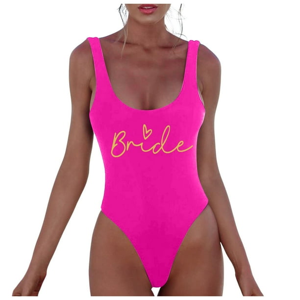 MKLEKYY Trajes De Baño Mujer 2 Piezas Women Fashion Letter Print Piece Swimsuit Sexy Bikini Swimwear Bathing Sleeveless Backless Swimsuit 2535