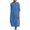 Blue, variant on Lovskoo Cotton Linen Midi Dress for Women Summer Half Sleeve Solid Dresses Trendy Round Neck Loose Mid Calf Long Dress Black