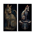thumbnail image 2 of Designart "Retro Glamorous Gold Cat II" Animals Cat Wall Art Set Of 2 - Children's Art Blue Gallery Set For Office Decor, 2 of 6