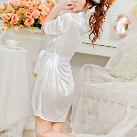 

Buytra Sexy Satin Night Robe Lace Bathrobe Perfect Wedding Bride Bridesmaid Robes