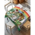 thumbnail image 2 of St Patrick's Day Suqare Tablecloth - 60 x 60 Inch, Green Shamrock Gnomes Love Star Rainbow Spring Waterproof & StainResistant Tablecloth, Washable Oil-proof Table Cover for Dining/Party/Wedding, 2 of 9