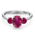 thumbnail image 3 of Gem Stone King 1.85 Ct Oval Red Created Ruby 925 Sterling Silver Ring, 3 of 6