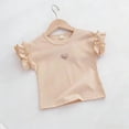 thumbnail image 4 of Fnooota Girls Cotton T-shirts, Soft Crew Neck Short Sleeve Casual Kids Graphic Tees Beige Size 3-4 T, 4 of 6