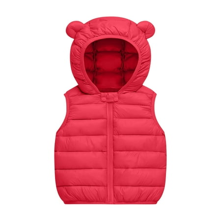

Avrntaa Girl Coats - Baby Girl Sleeveless Bear Hoods Down Vest Toddler Winter Coats Pink Jacket Size 2T
