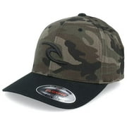 Rip Curl Men's Tepan Embroidered Logo Flexfit Fitted Hat Cap in Camo/Black