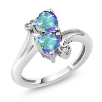 Gem Stone King 925 Sterling Silver Mercury Mist Mystic Topaz Ring for Women (2.03 Cttw, Heart Shape 6MM, Gemstone Birthstone, Size 5)