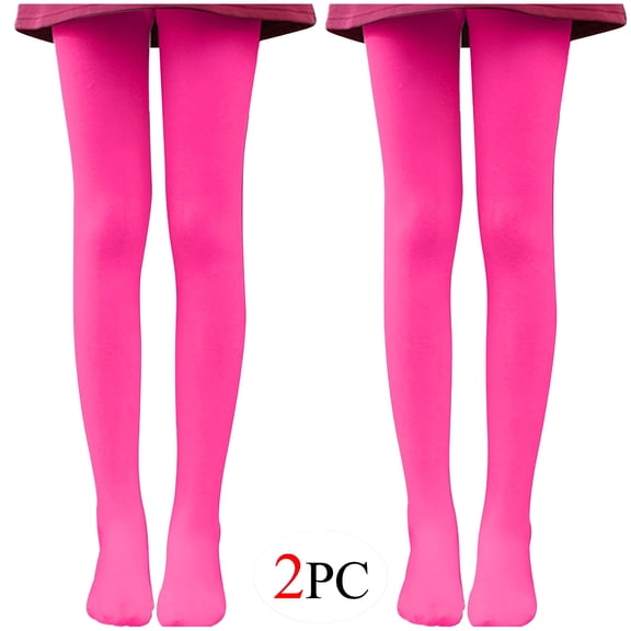 TELOLY 2Pc Thigh High Tights Women's All Age Thin Velvet Dance Socks Base Socks White Pantyhose Hot Pink M