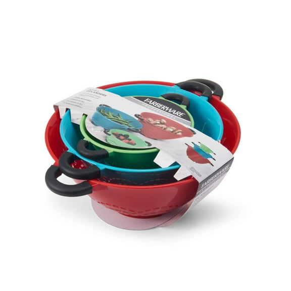 Farberware Professional Soft Grips Set of 3 Strainer Colanders Multi-Color