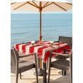 thumbnail image 3 of Outdoor Tablecloth with Umbrella Hole for Patio/Picnic/Party/Camping, Thin Red Lines Waterproof Table Cloth Square Cover Washable, Patriotic Bow Vintage Distressed Striped (60"x 60"), 3 of 9
