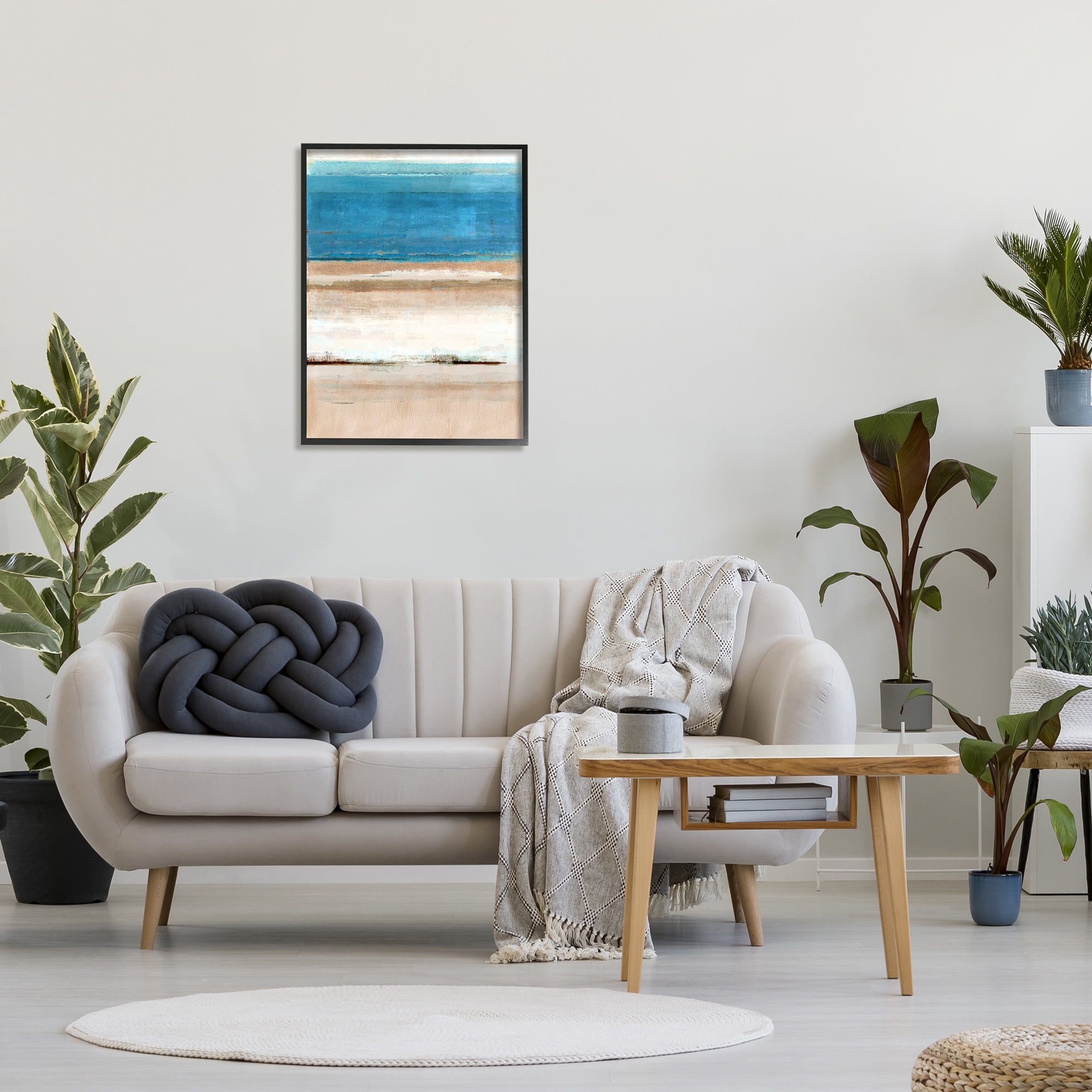Stupell Industries Abstract Beach Landscape Abstract Painting Black Framed Art Print Wall Art, 24 x 30