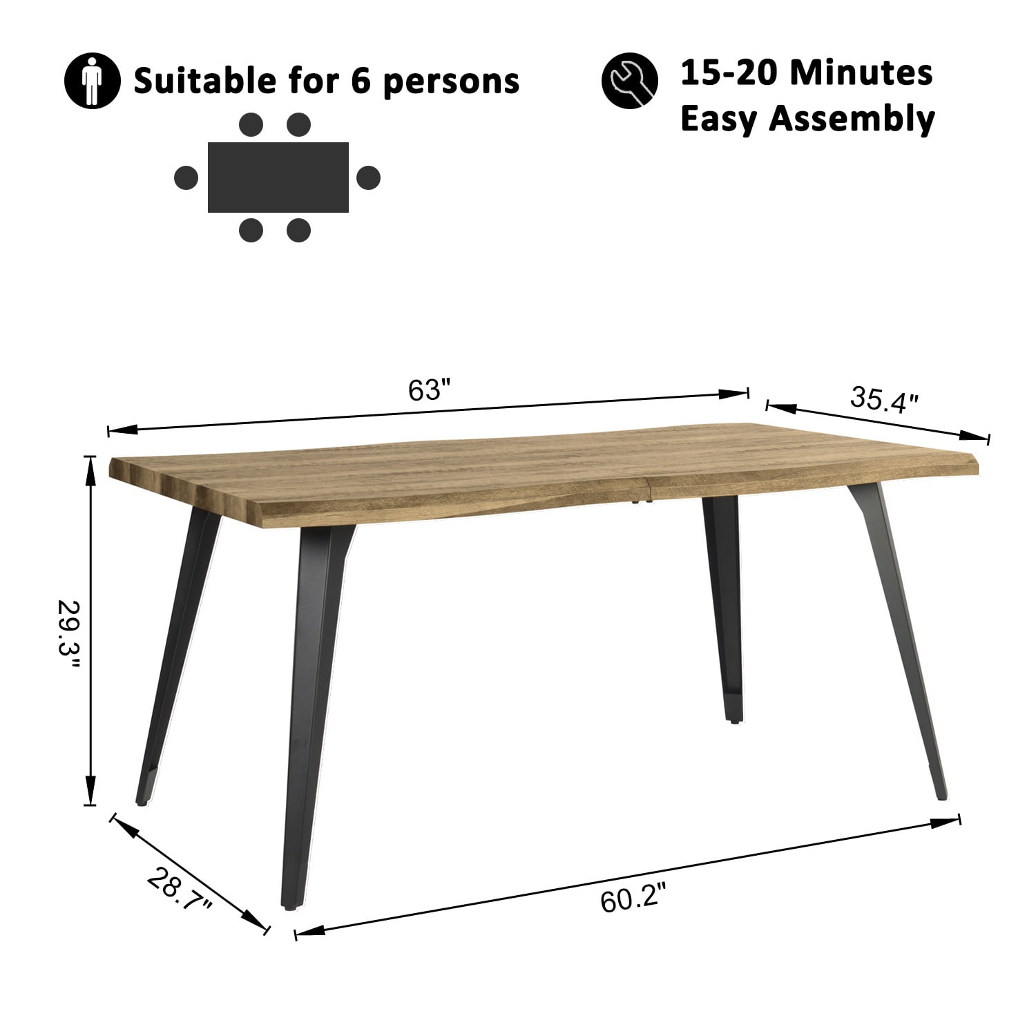Homy Casa Computer Desk with Live Edge Perfect for Home Office PC Workspace, Walnut