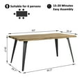thumbnail image 4 of Homy Casa 63 Inch Dining Table Metal Legs for 6 Seater Kitchen Dining Room, Walnut, 4 of 5