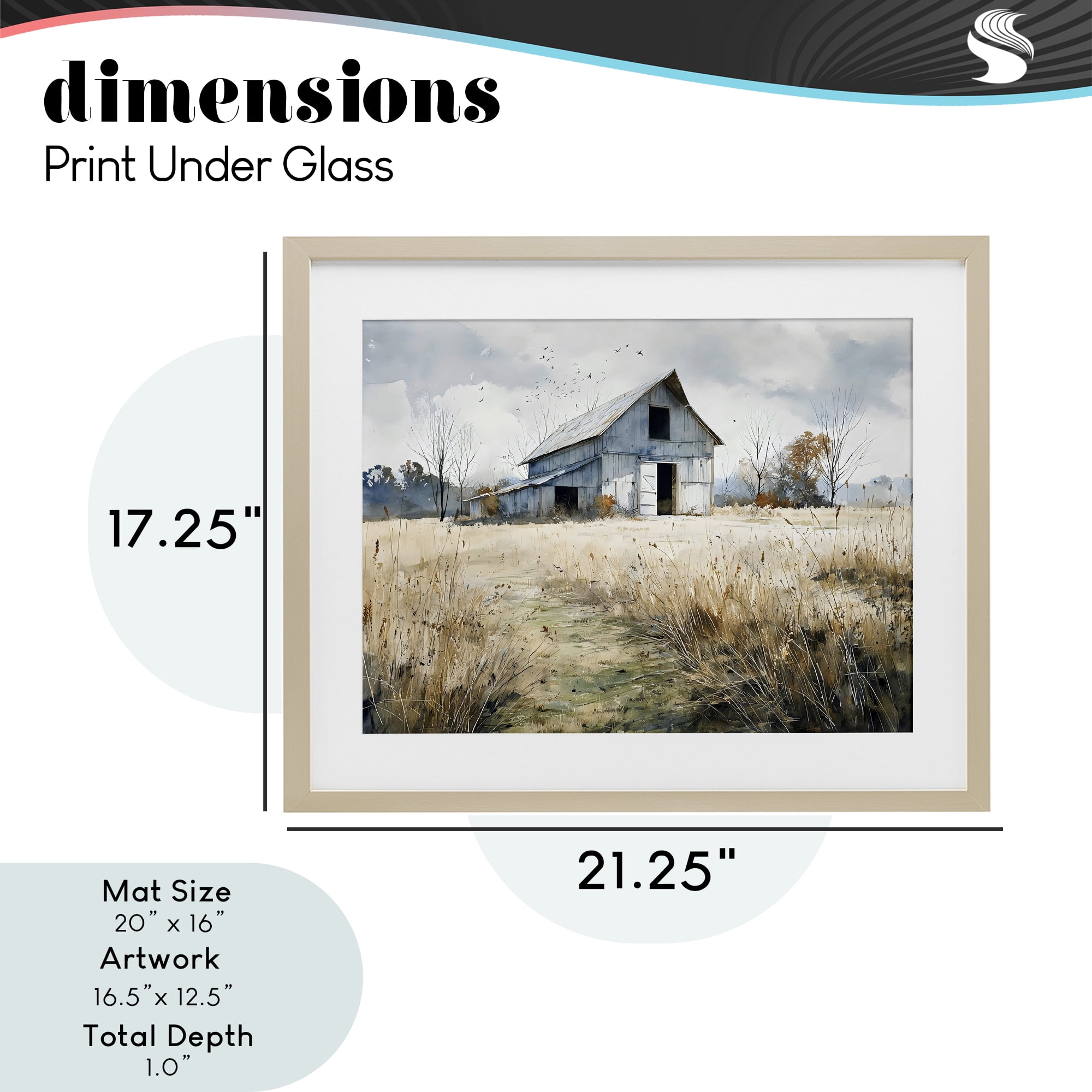 Stupell Industries Old Blue Barn in Farmland Birch Framed Print Under Glass, design by Franklyn Gregory