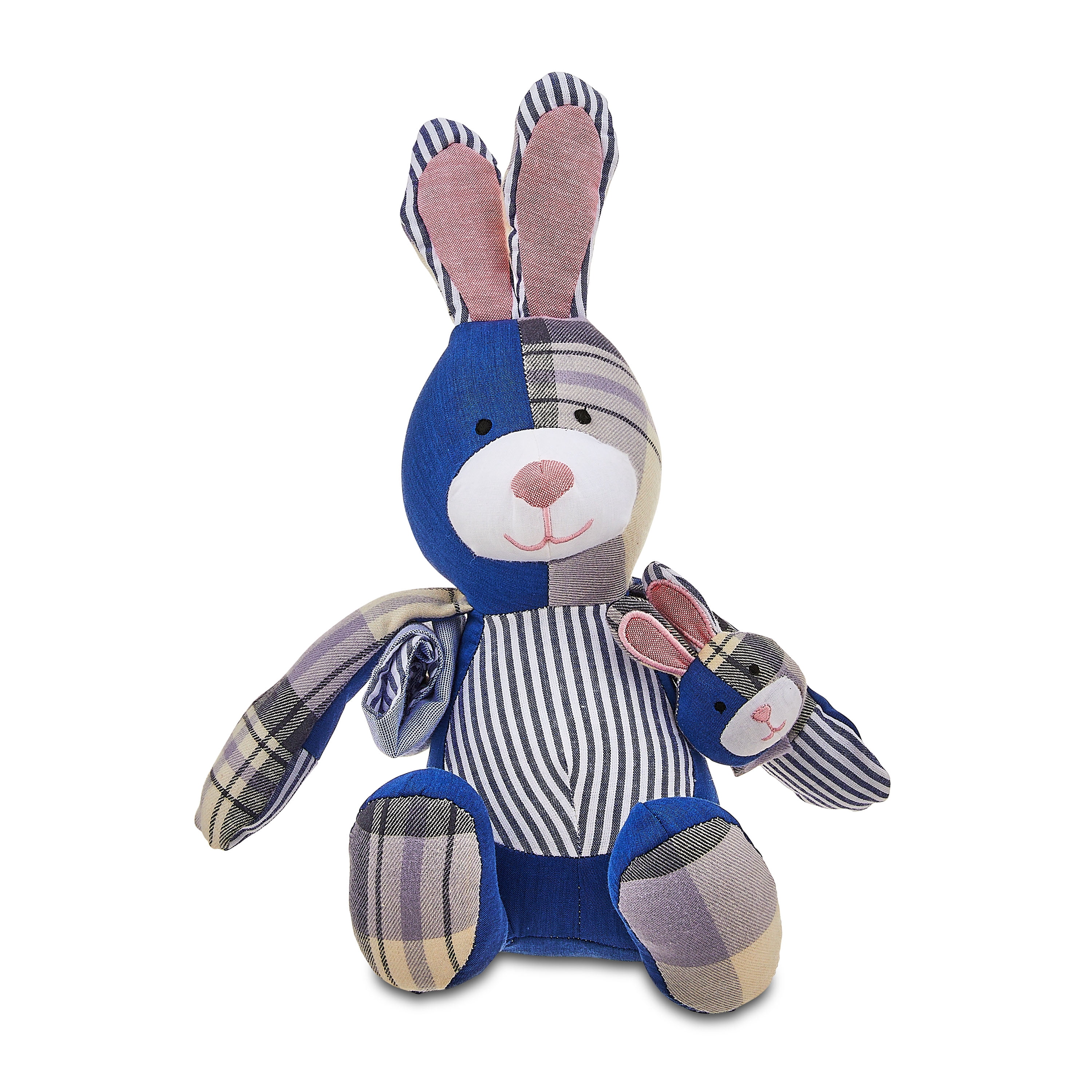 Blue Bunny Plush Easter Basket, 8 inch, Kipekee, Upcycled Plush Basket
