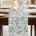 thumbnail image 3 of Farmhouse Table Runner, Teal Blue Green Vintage Flower Leaf Plant Washable Cotton Linen Table Runners 90 Inches Long, Dresser Scarf Runner for Dining/Coffee/Kitchen/Hallway Tables 13''x90'', 3 of 9