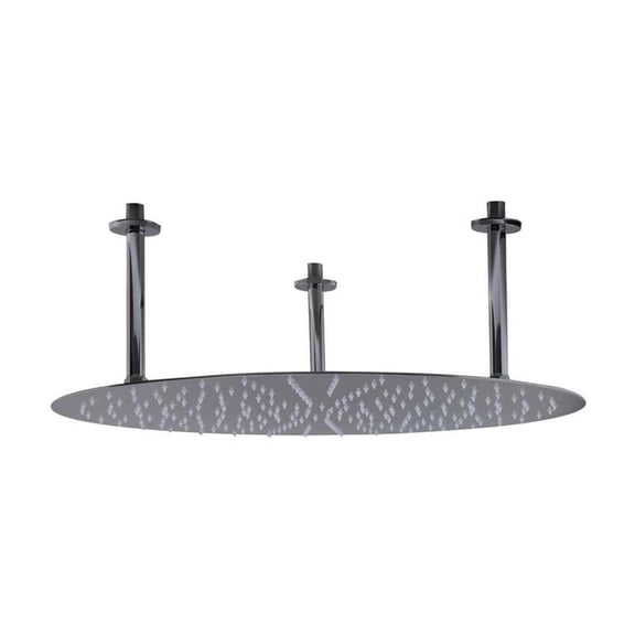 HomeStock Renaissance Rhapsody 24" Round Polished Solid Stainless Steel Ultra Thin Rain Shower Head - Luxurious Size and Mirrored Finish