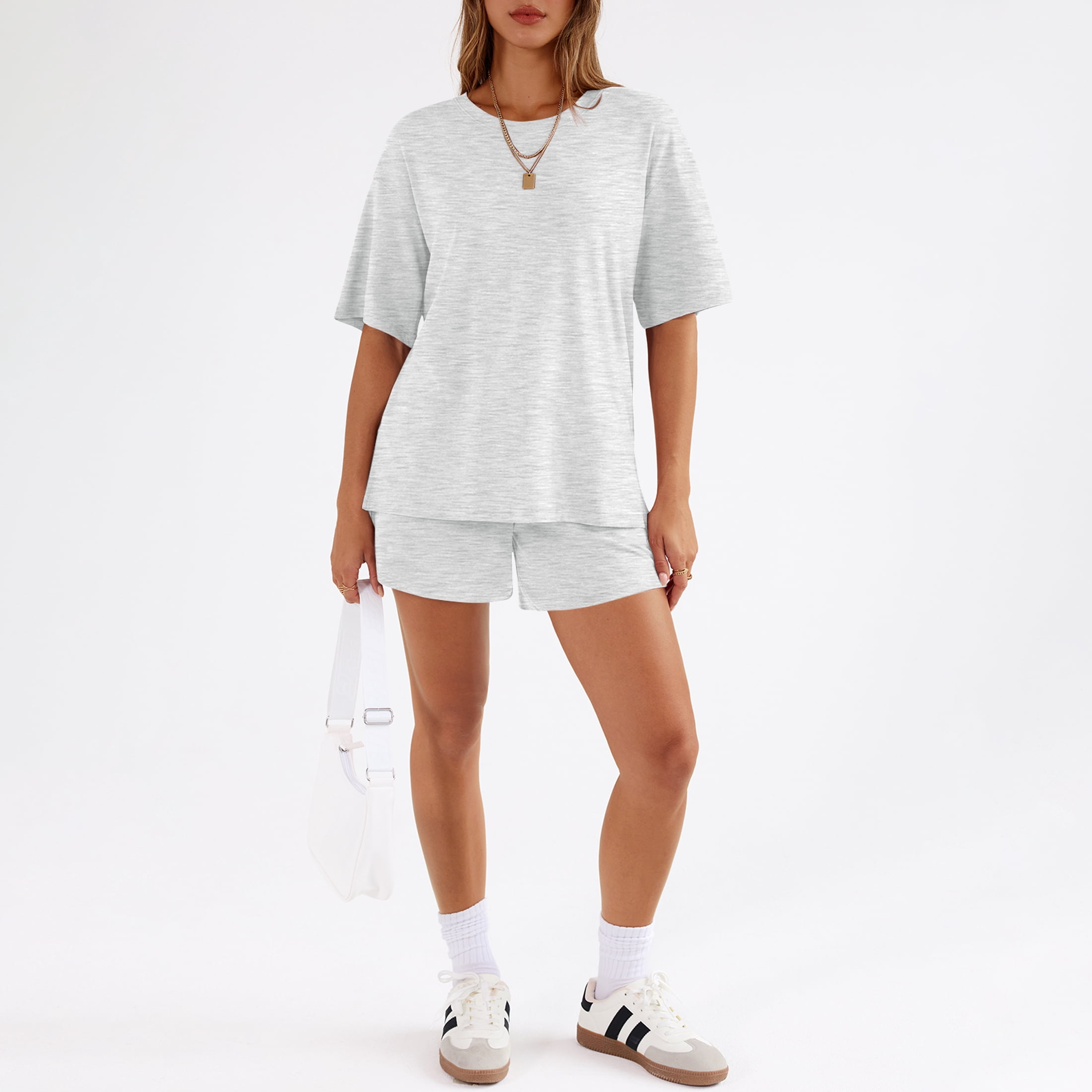 SUNBS 2 Piece Lounge Set for Women Matching Sets Oversized Top and Shorts Sweatsuit Travel Airport Outfit