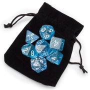 Brybelly Holdings 7 Die Polyhedral Dice Set in Velvet Pouch, Diamond Dust