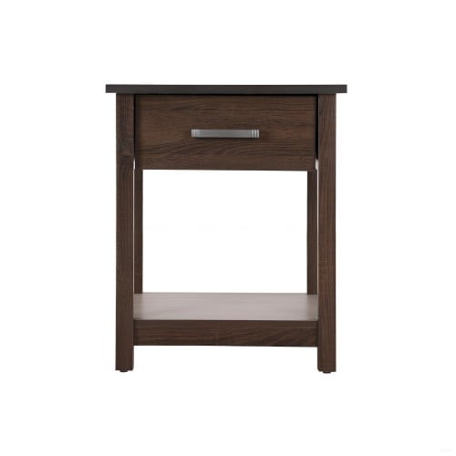Xukmct 1 Drawer Beside Table with 1 Bottom Shlef, Wood Nightstand for Home, Bedroom, Office, Dark Brown