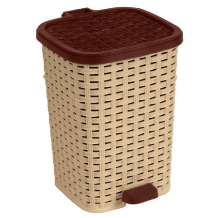 Wicker Style Step Trash Can Compact Trash Can Good For Dorm Room Kitchen Bathroom Or Office Keeps The Room Neat And Clean 6 Qt Beige Brown Color By Superio Walmart Com Walmart Com