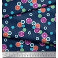 thumbnail image 2 of Soimoi Blue Cotton Cambric Fabric Artistic Flower & Geometric Printed Fabric 1 Yard 56 Inch Wide, 2 of 3