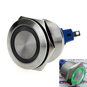 WerFamily Angel Eye Green LED 22mm Stainless Steel Round Metal Momentary Type Push Button Switch 1NO 1NC