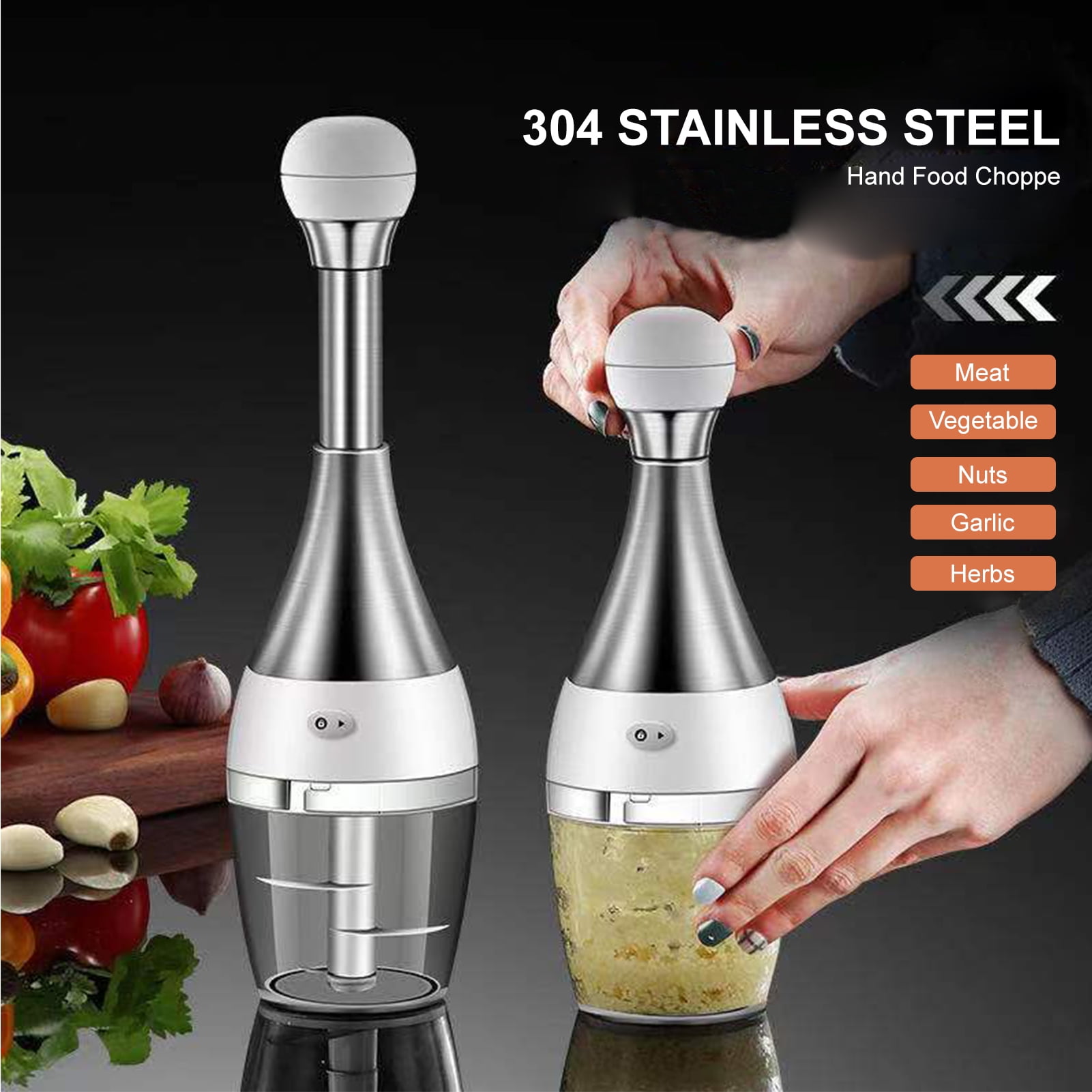 Manual Food Processor Vegetable Chopper, Ourokhome Portable Hand Pull  String Garlic Mincer Onion Cutter,Red