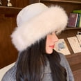 thumbnail image 5 of SikaFu Autumn And Winter Hat Girl Solid Color Hair Along The Thickened Warming Large Eaves And Ear Protecting The Cold And Cold Face, The Face Of The Small Mongolian Hat, 5 of 6