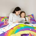 thumbnail image 5 of Manfei Rainbow Unicorn 3 Pieces Queen Comforter Set,Galaxy Stars Ultra Soft Bedding Sets,Monogrammed Letter Bedding Comforter Set,Lightweight Girls Bedroom Decor,Reversible, 5 of 8