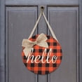 thumbnail image 4 of Colgador de puerta con cartel de hessian a cuadros a cuadros de búfalo naranja, corona de otoño para decoración de granja de Acción de Gracias de Halloween de otoño Vhermosa WRJM-357, 4 of 6