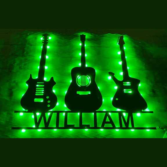 Craftnamesign Custom Guitar Metal Wall Art LED Lights, Guitarist Name Sign Wall Decor