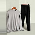 thumbnail image 4 of DYTTDG Men’s Thermal Underwear 2‑Piece Set, Soft Long Sleeve Top & Long Pants, Solid Color Base Layer, Lightweight Warm Knit Loungewear for Fall Winter Daily Wear, 4 of 8
